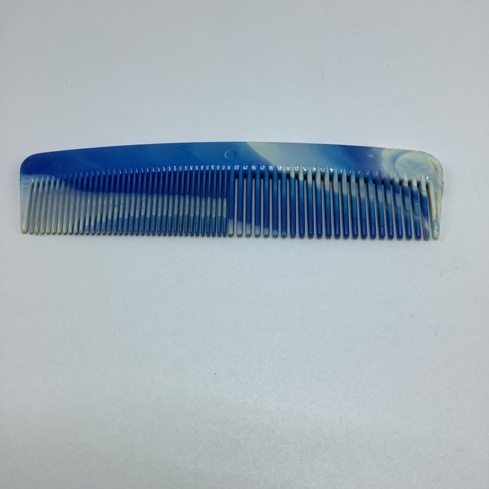 Vintage Blue White Marbled Comb 5" USA
